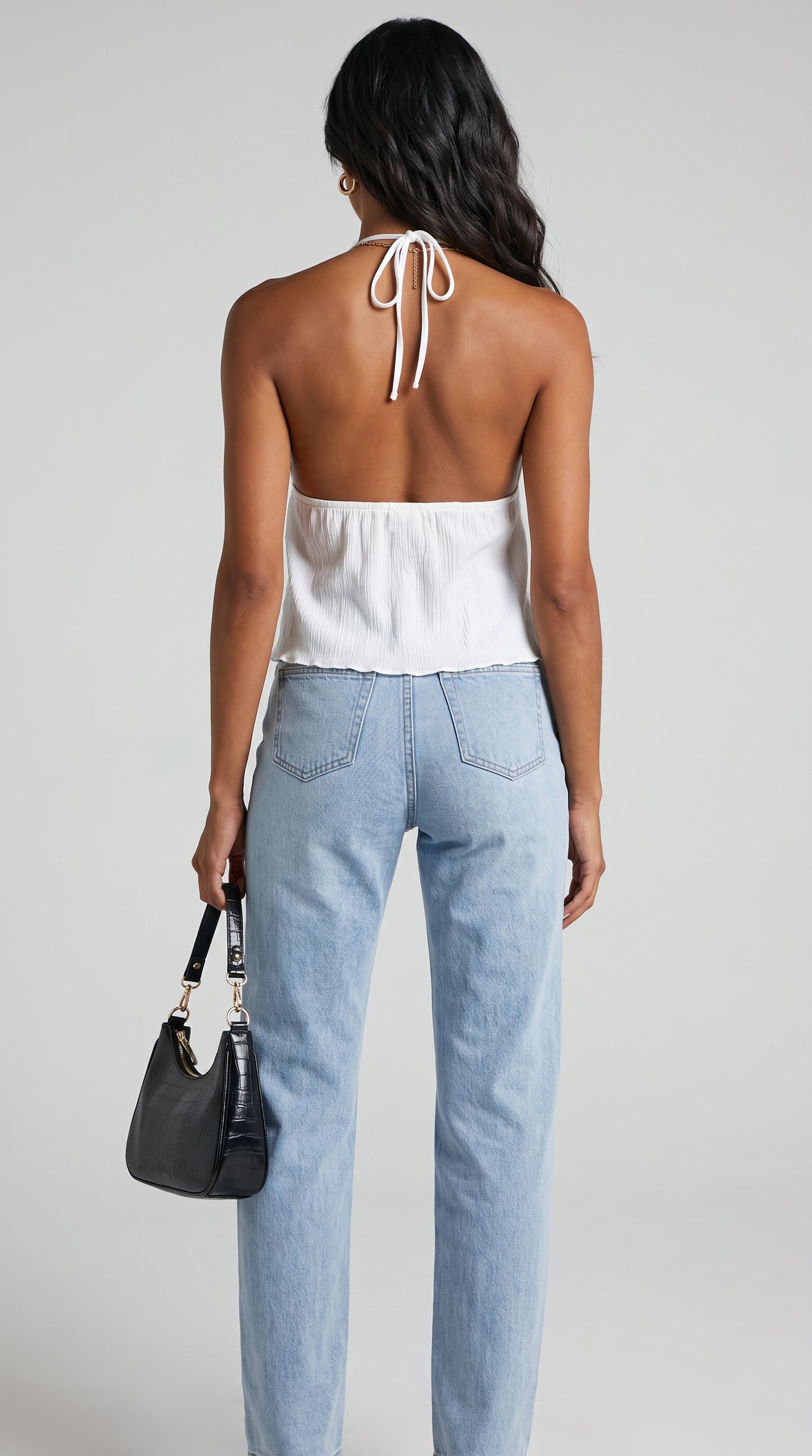 Top Crop Halter Y2K Tie-Front