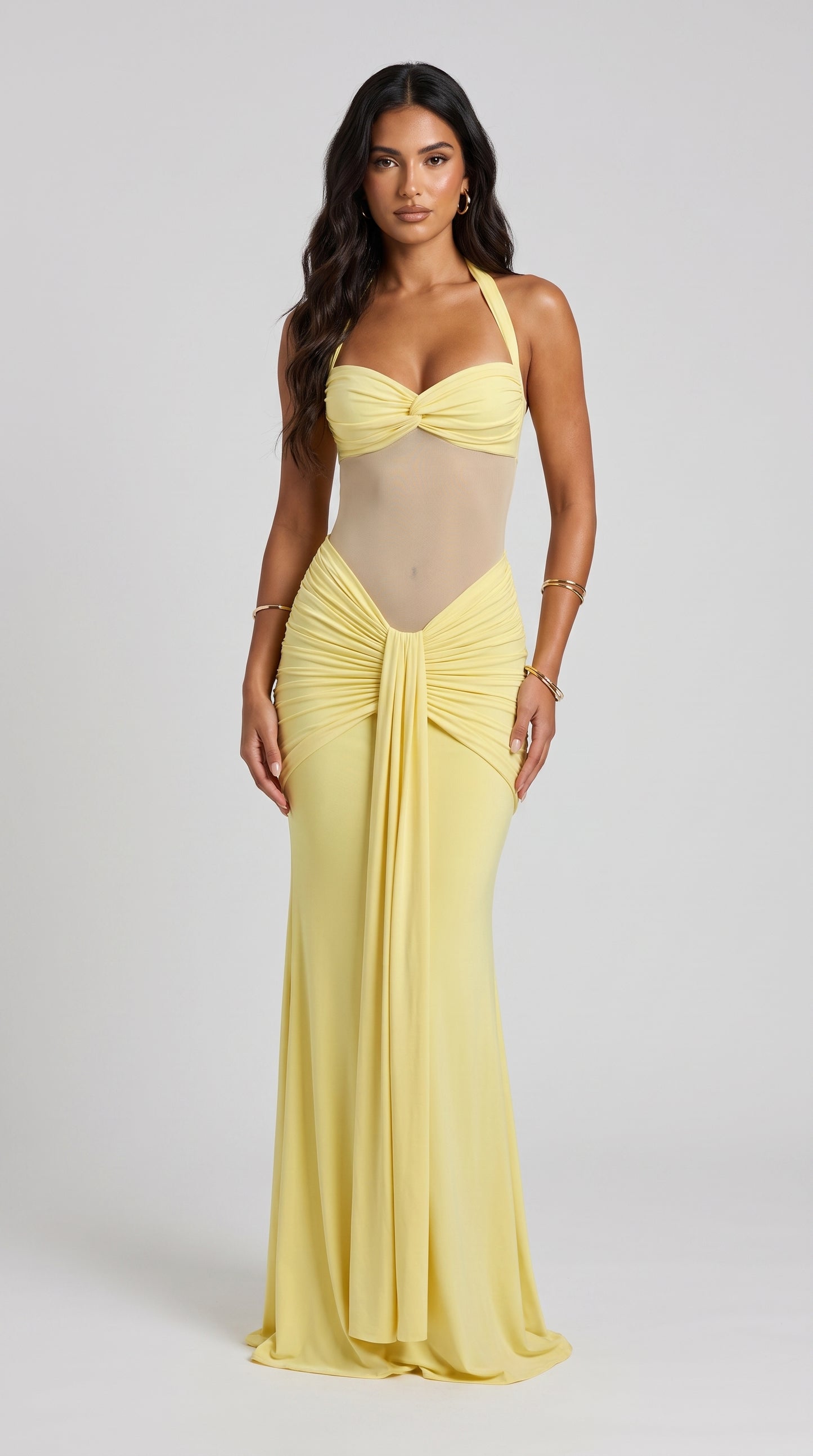 Vestido Maxi Drapeado Illusion