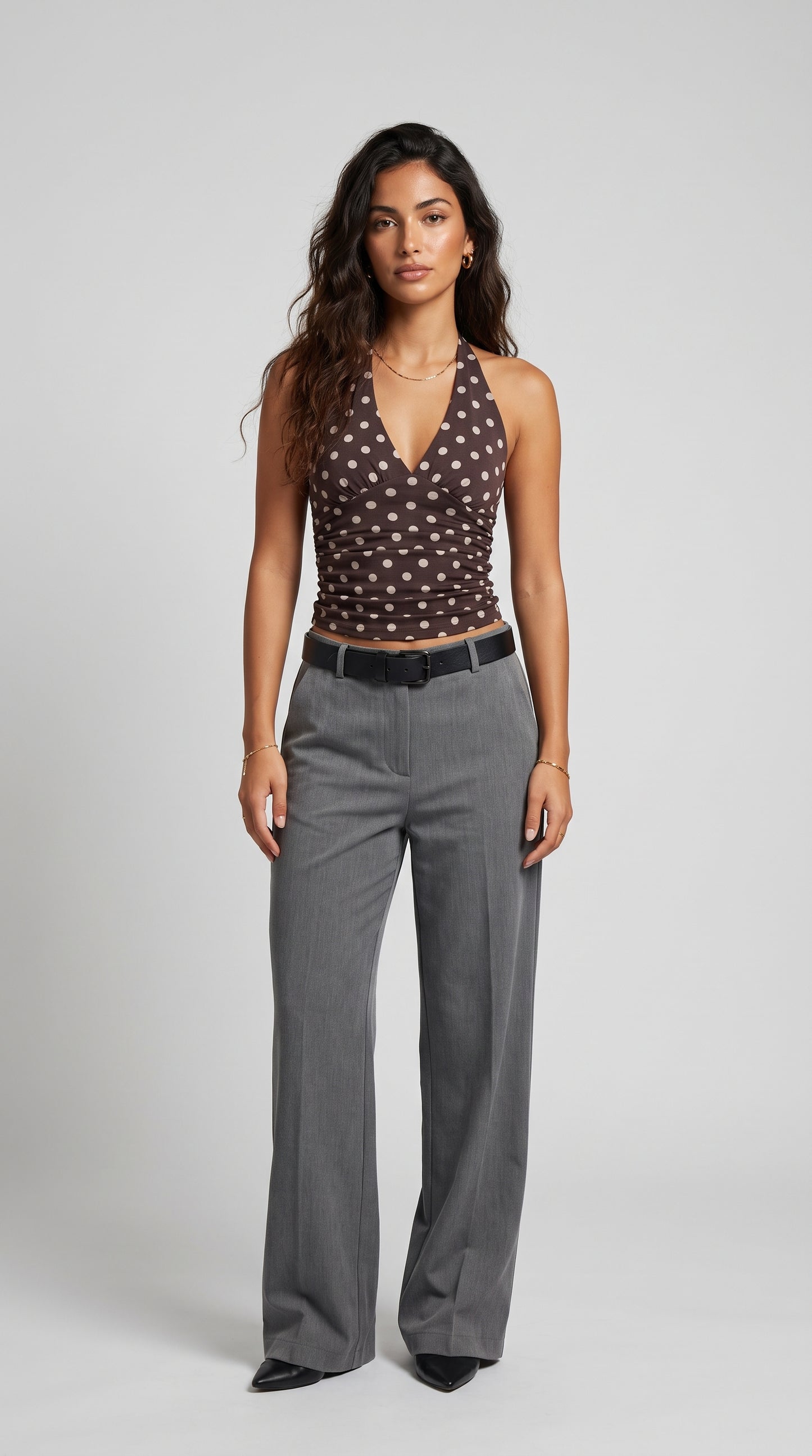 Top Halter Drapeado Polka