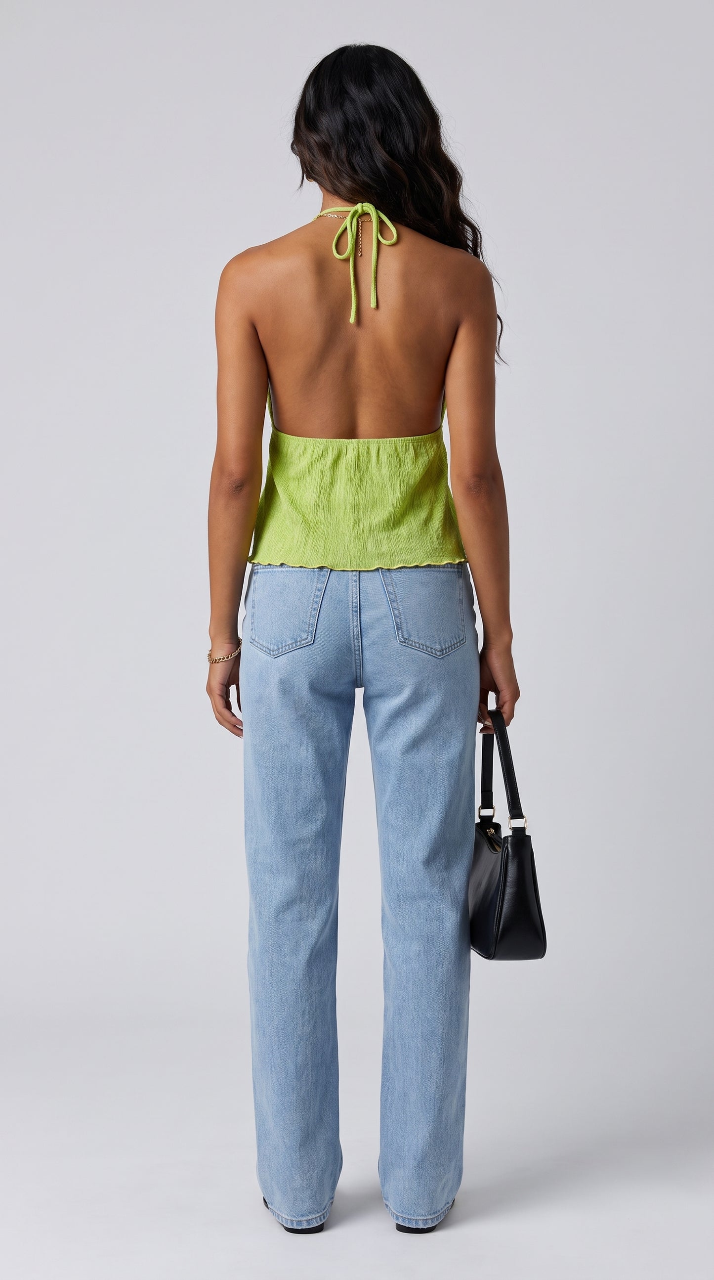 Top Crop Halter Y2K Tie-Front
